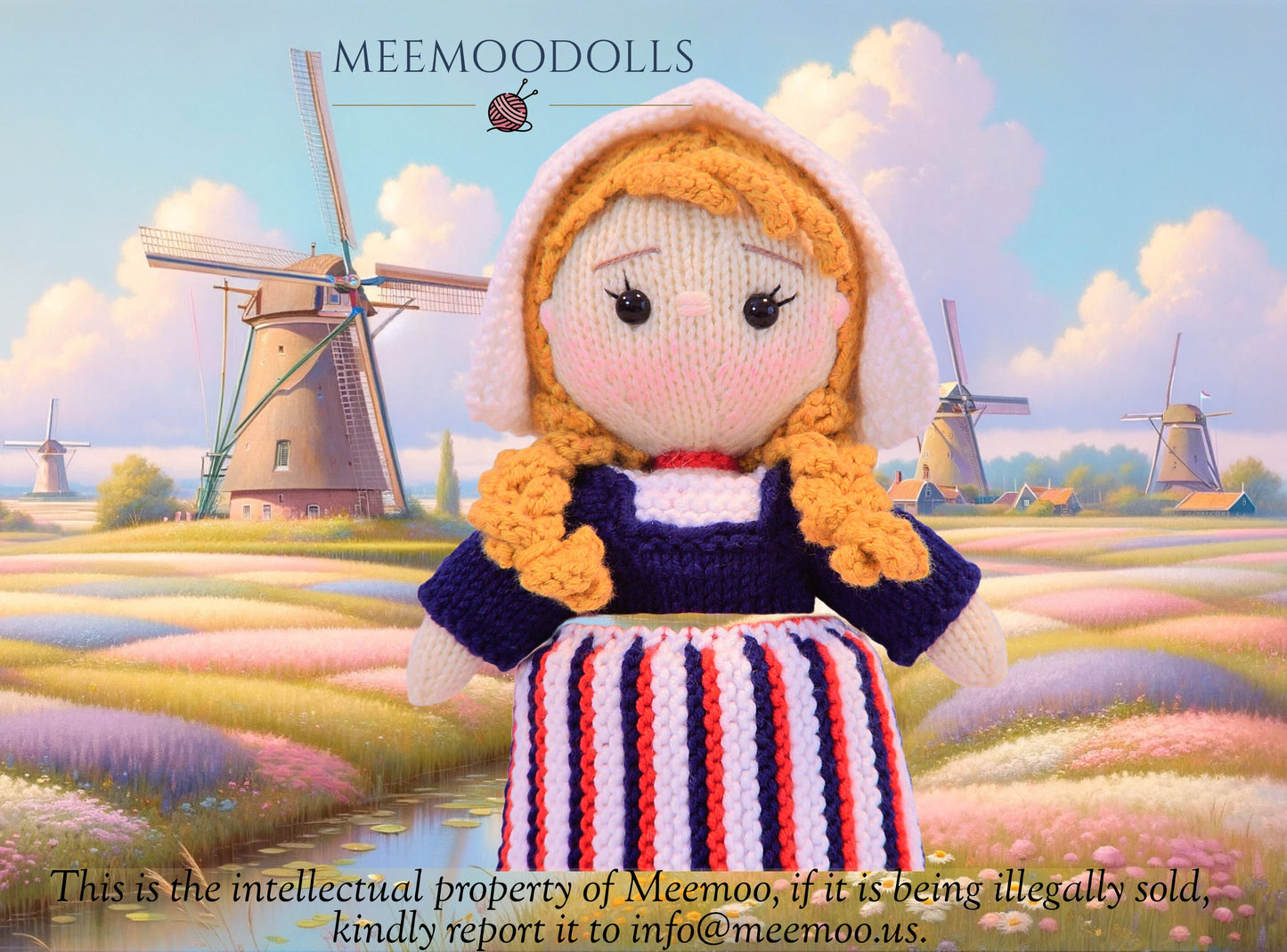 Little Dutch Girl. Knitting Doll Pattern. Meemoodolls.