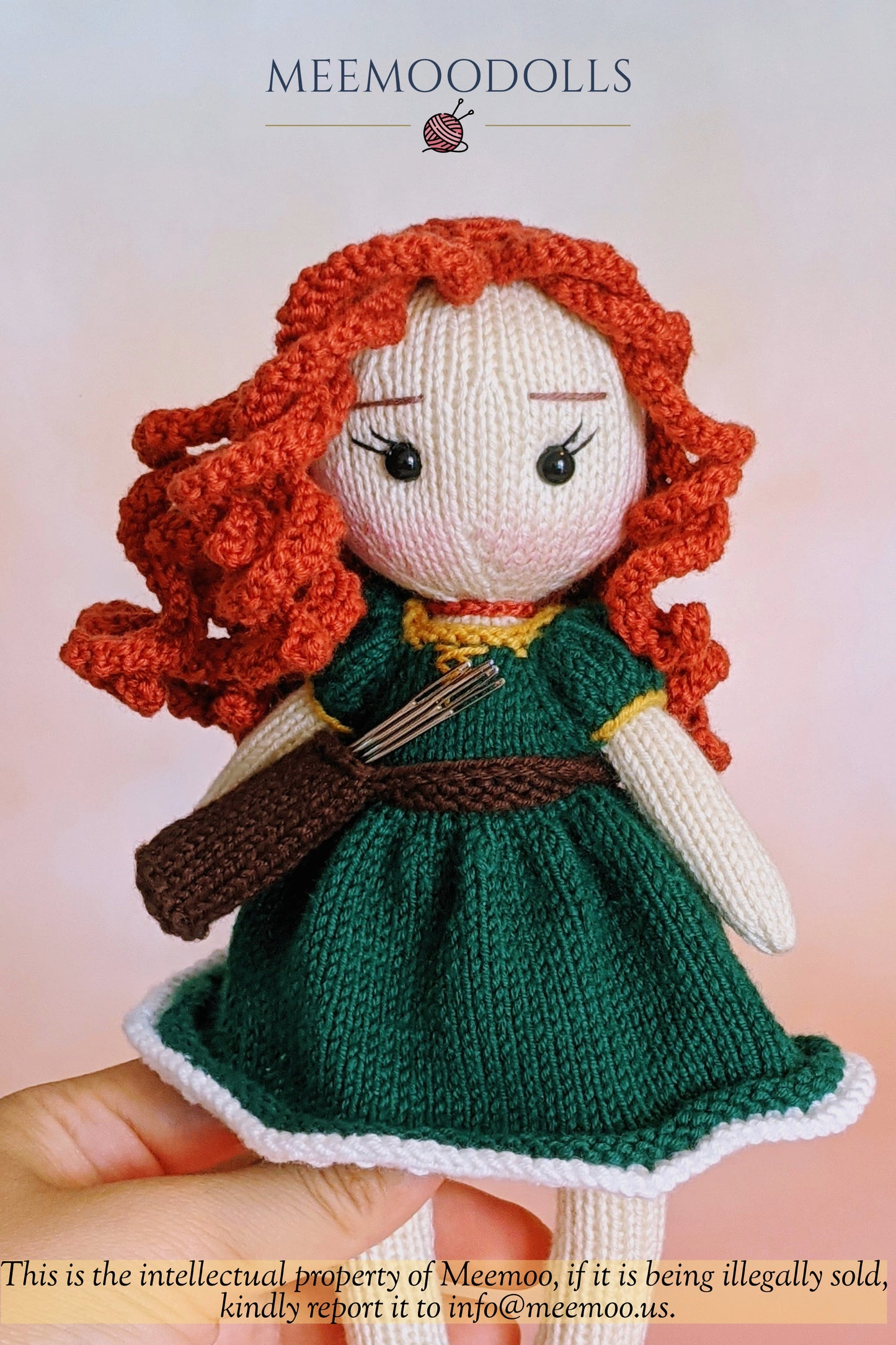 Knit Scottish princess. Knitted toy Patterns. Meemoodolls.