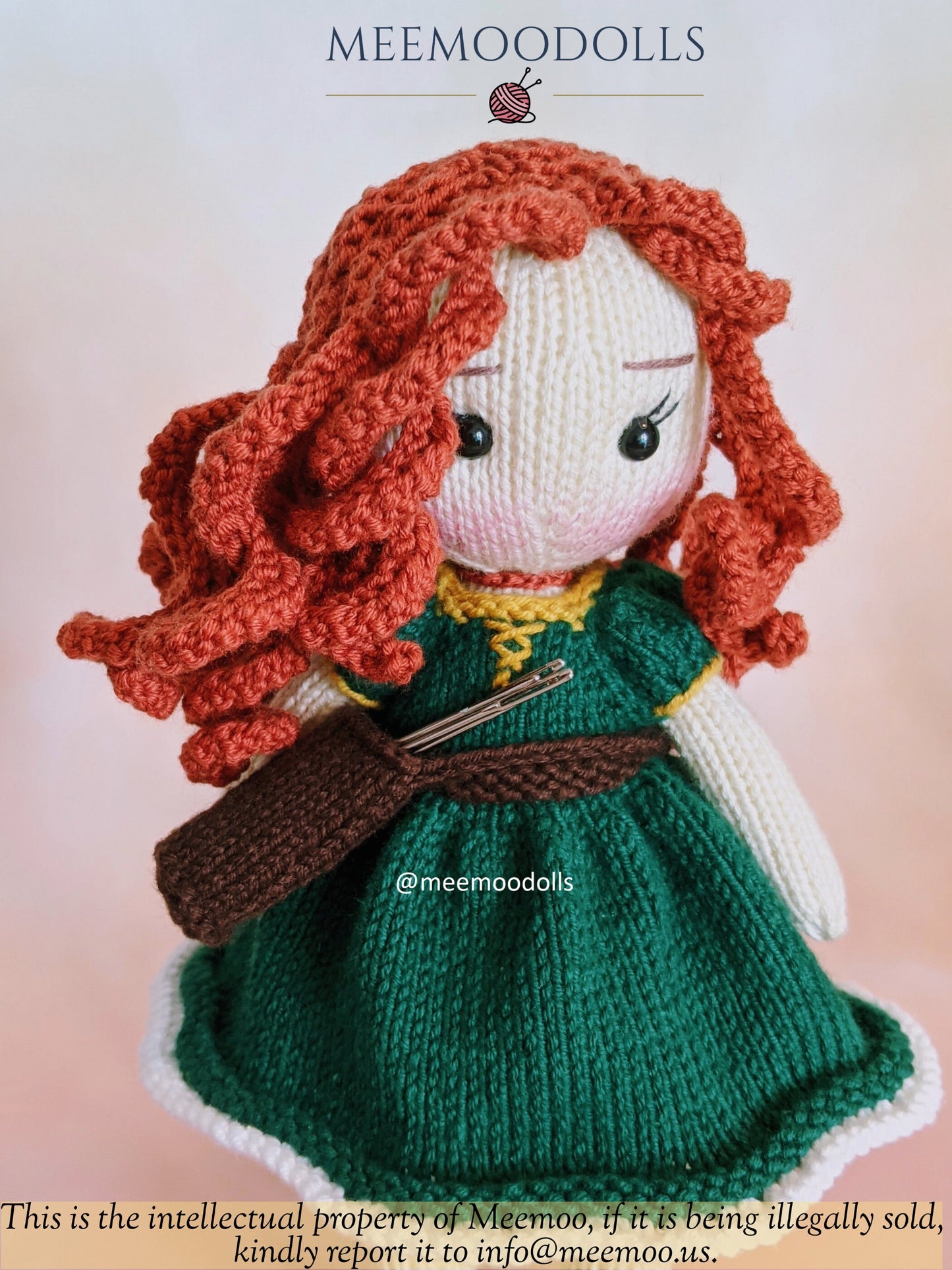 Knit Scottish princess. Knitted toy Patterns. Meemoodolls.