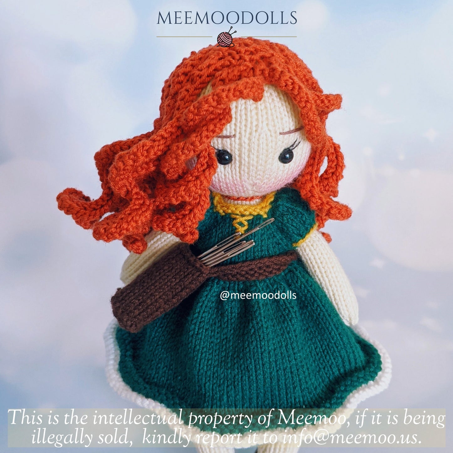 Knit Scottish princess. Knitted toy Patterns. Meemoodolls.