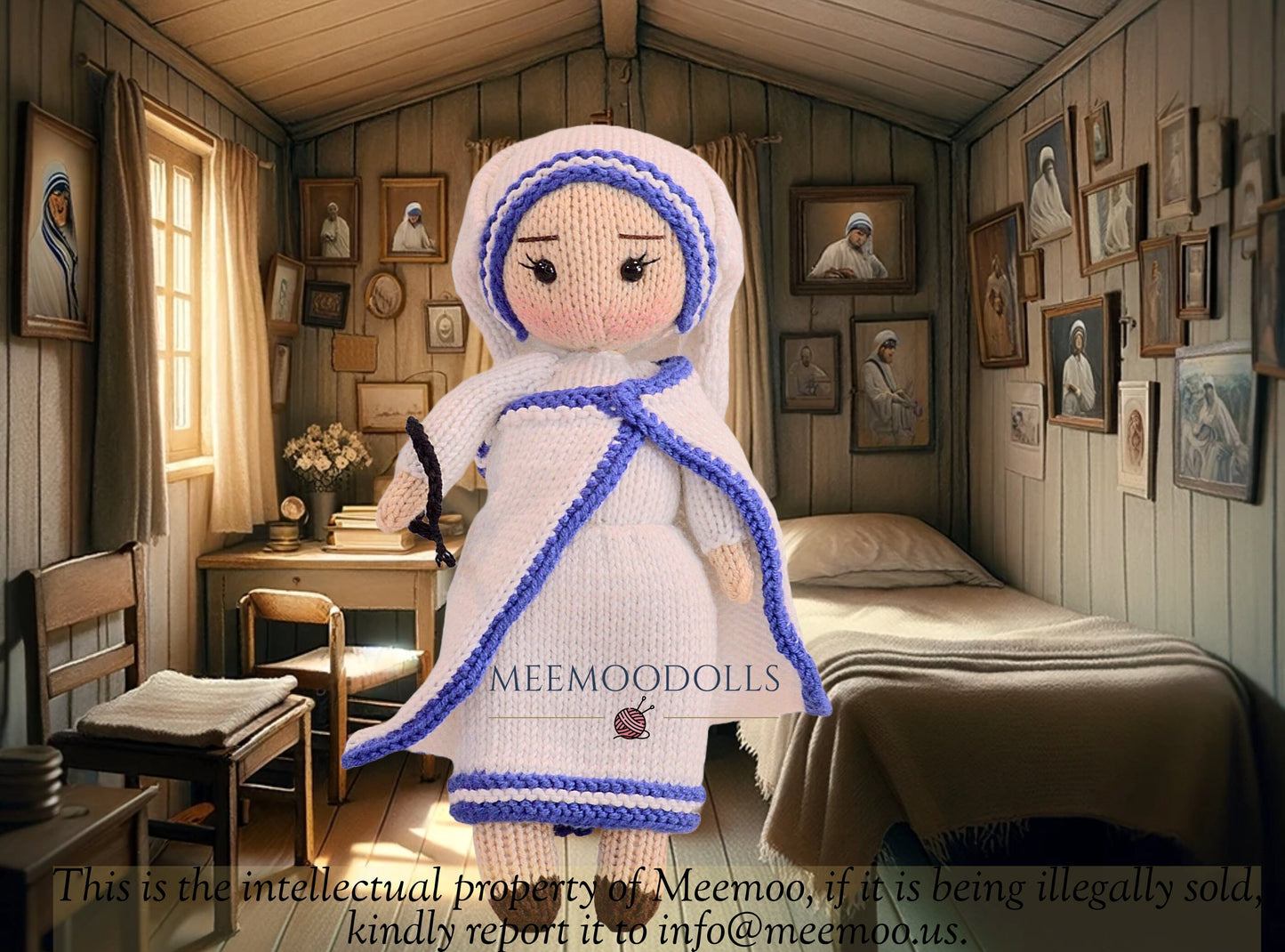 Mother Teresa Doll. Peace maker icon. Knitting Doll Pattern. Meemoodolls