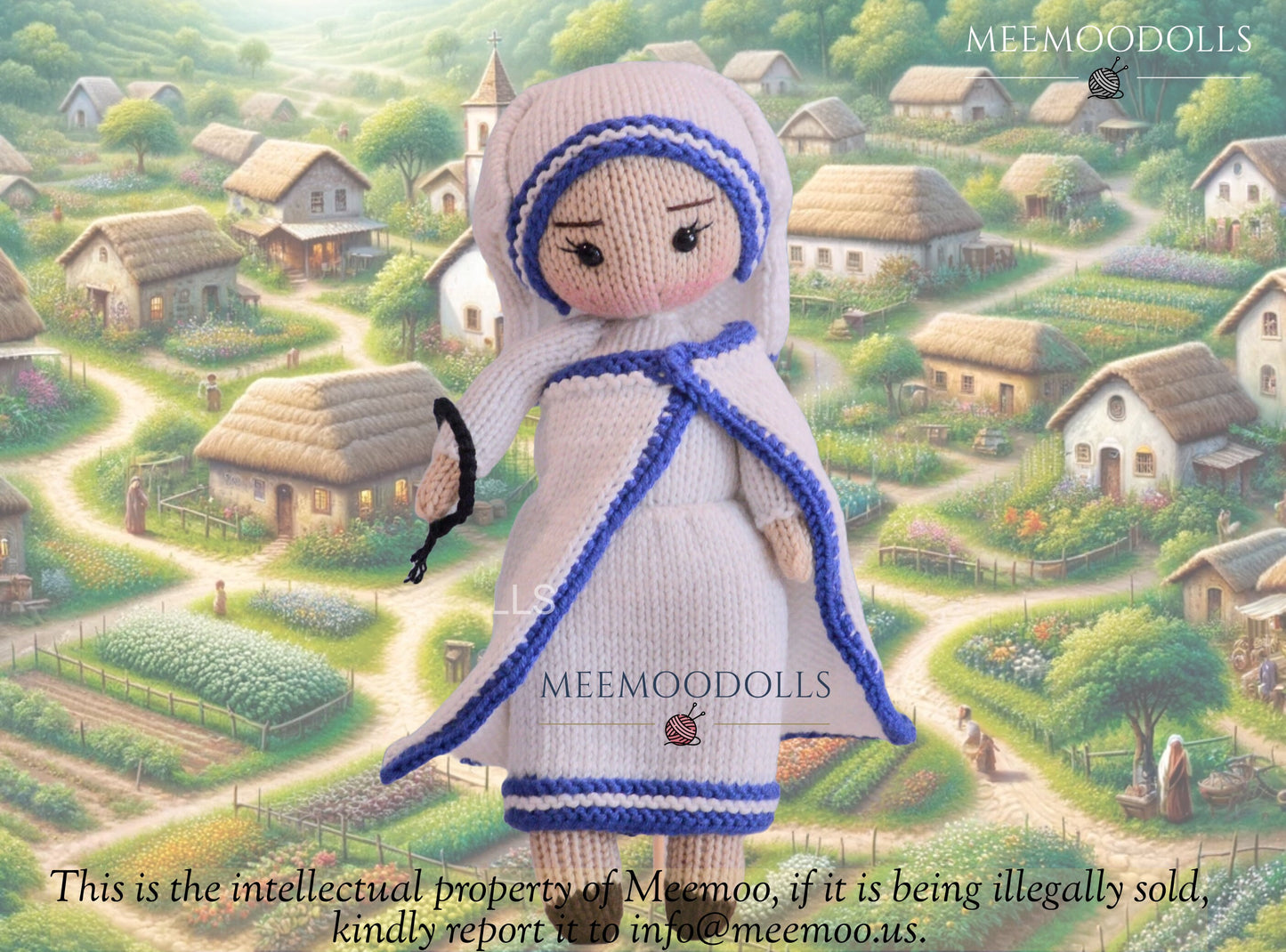 Mother Teresa Doll. Peace maker icon. Knitting Doll Pattern. Meemoodolls