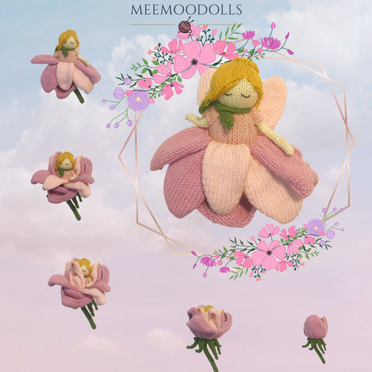 Knit Magnolia Fairy. Knit doll pattern. Knitted toy patterns. Meemoodolls.