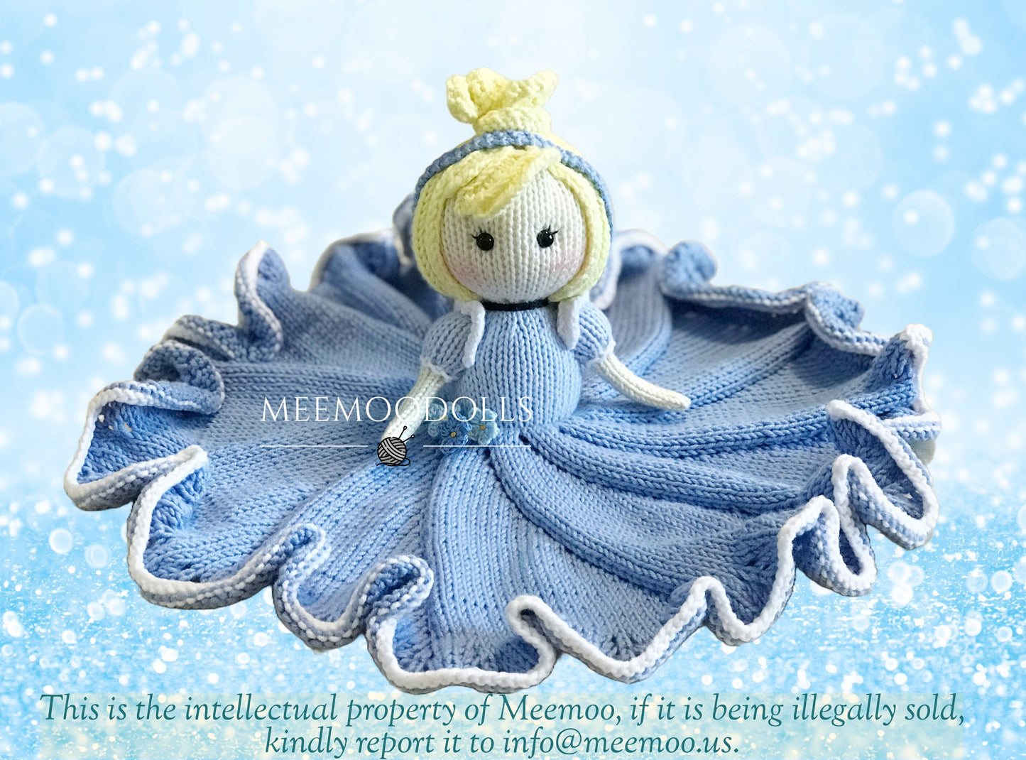 Cendrillon - The little glass slipper princess. Knit baby Blanket. Knitted toy Patterns. Meemoodolls