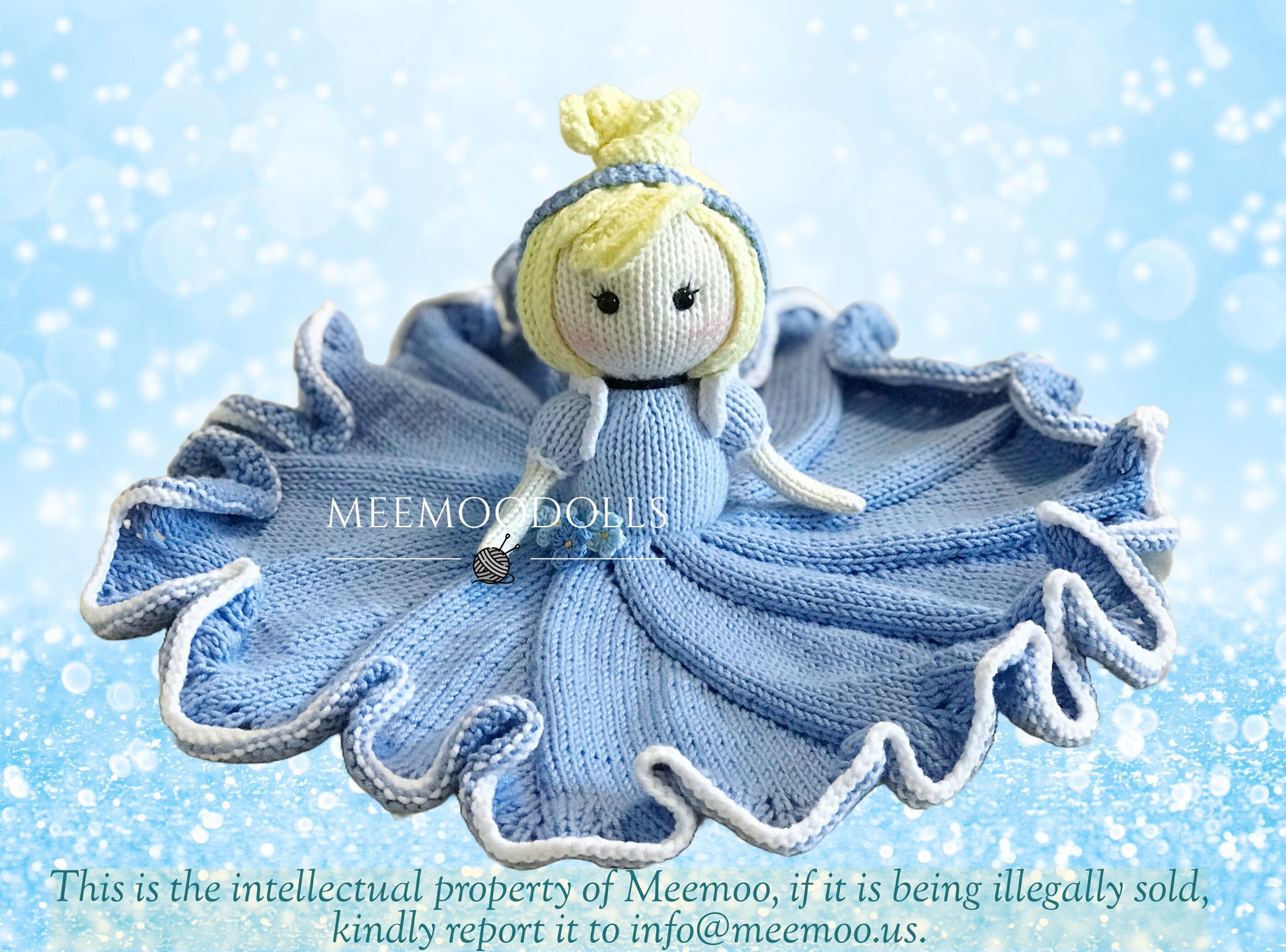 Cendrillon - The little glass slipper princess. Knit baby Blanket. Knitted toy Patterns. Meemoodolls