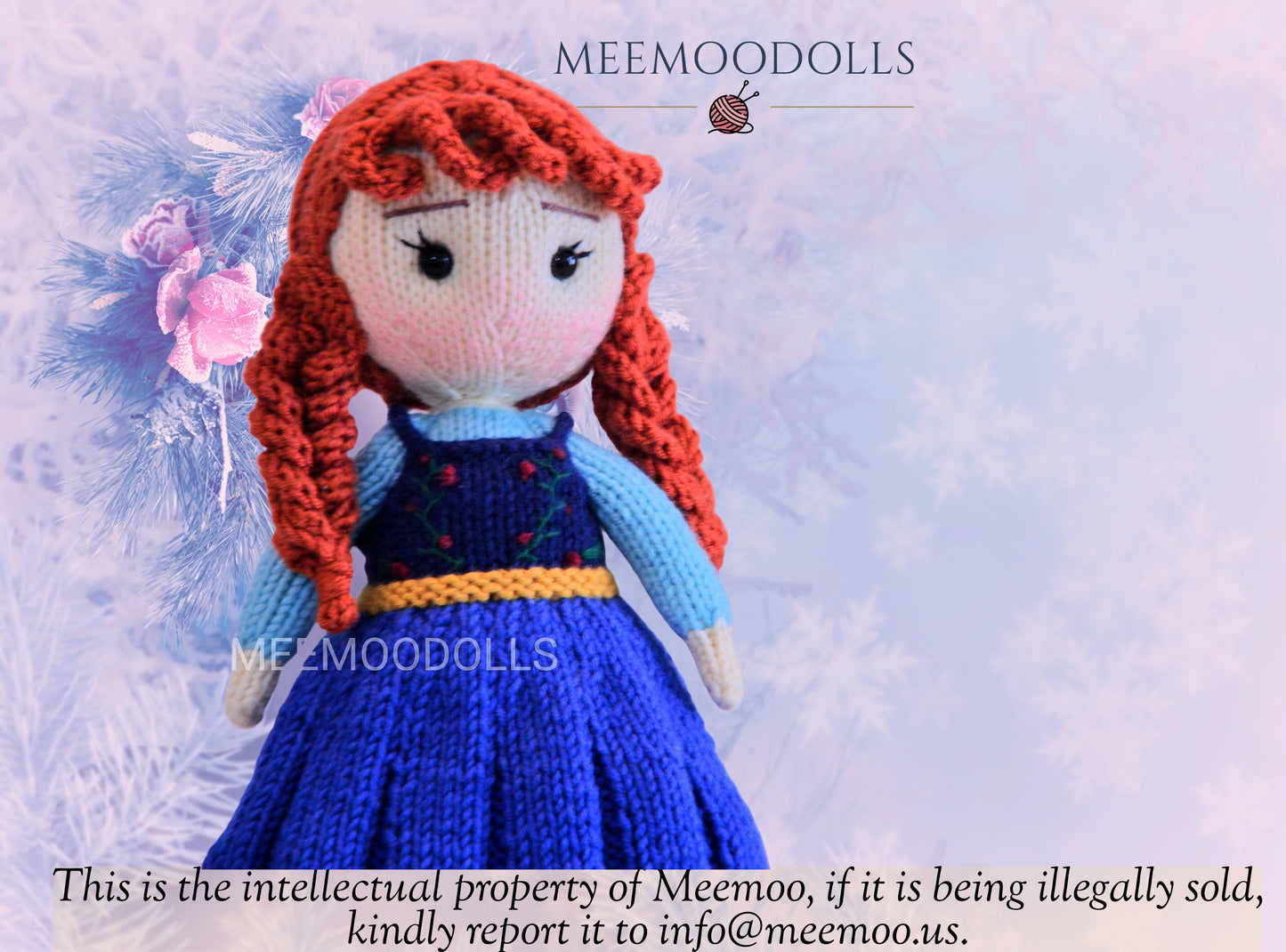 Knit Gerda in Snow Queen. Hans Christian Andersen Fairy Tales. Knitted toy patterns. Meemoodolls