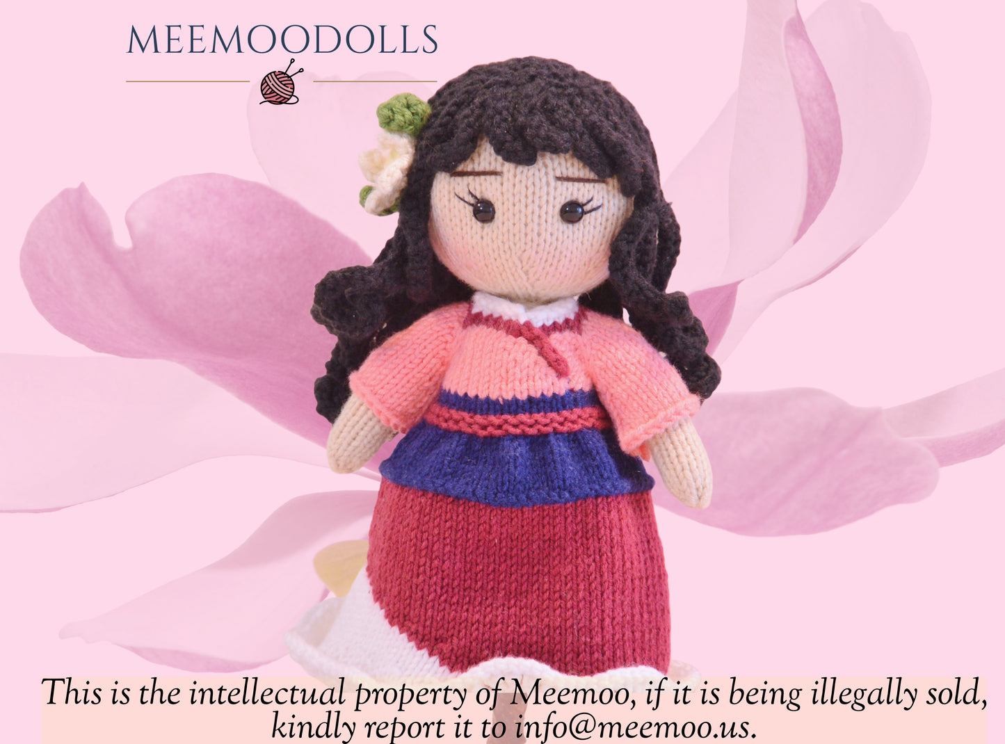 Chinese Warrior Princess. Knitting pattern. knitted toy patterns. Meemoodolls