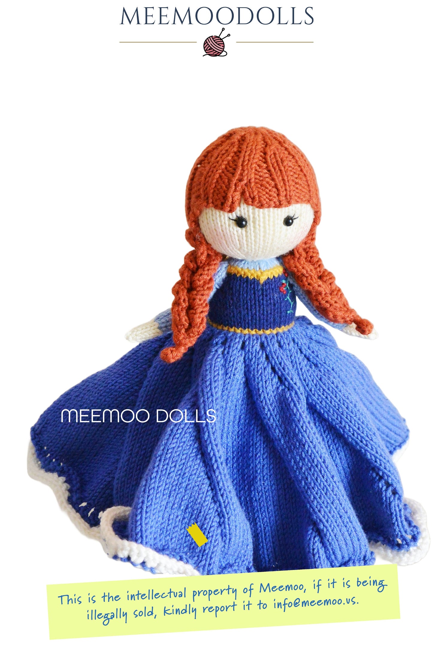 Princess Ana or Gerda in Snow Queen. Hans Christian Andersen Fairy Tales. Knitting Amigurumi. PDF pattern. Knitting Security Blanket.