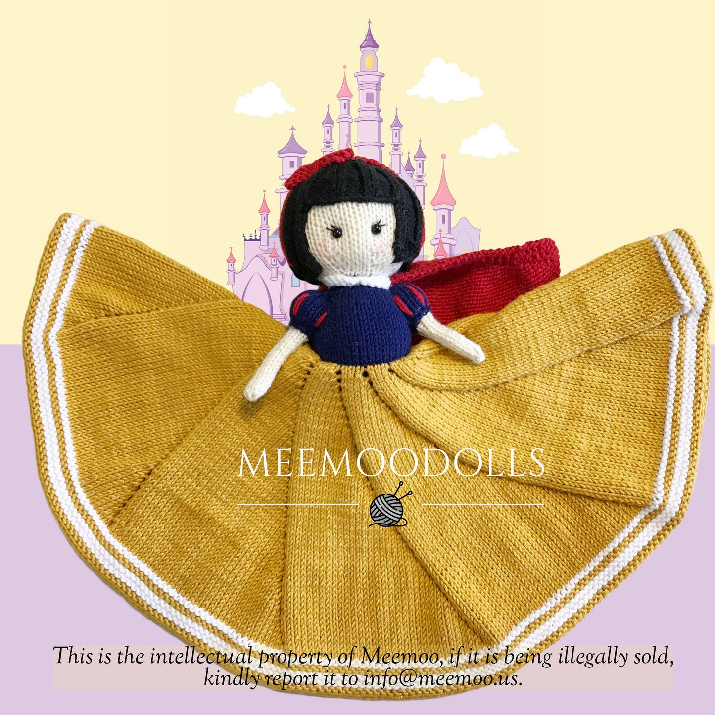 Grimms' Princess Baby Blanket. Schneewittchen Princess. knitted baby blankets. Meemoodolls