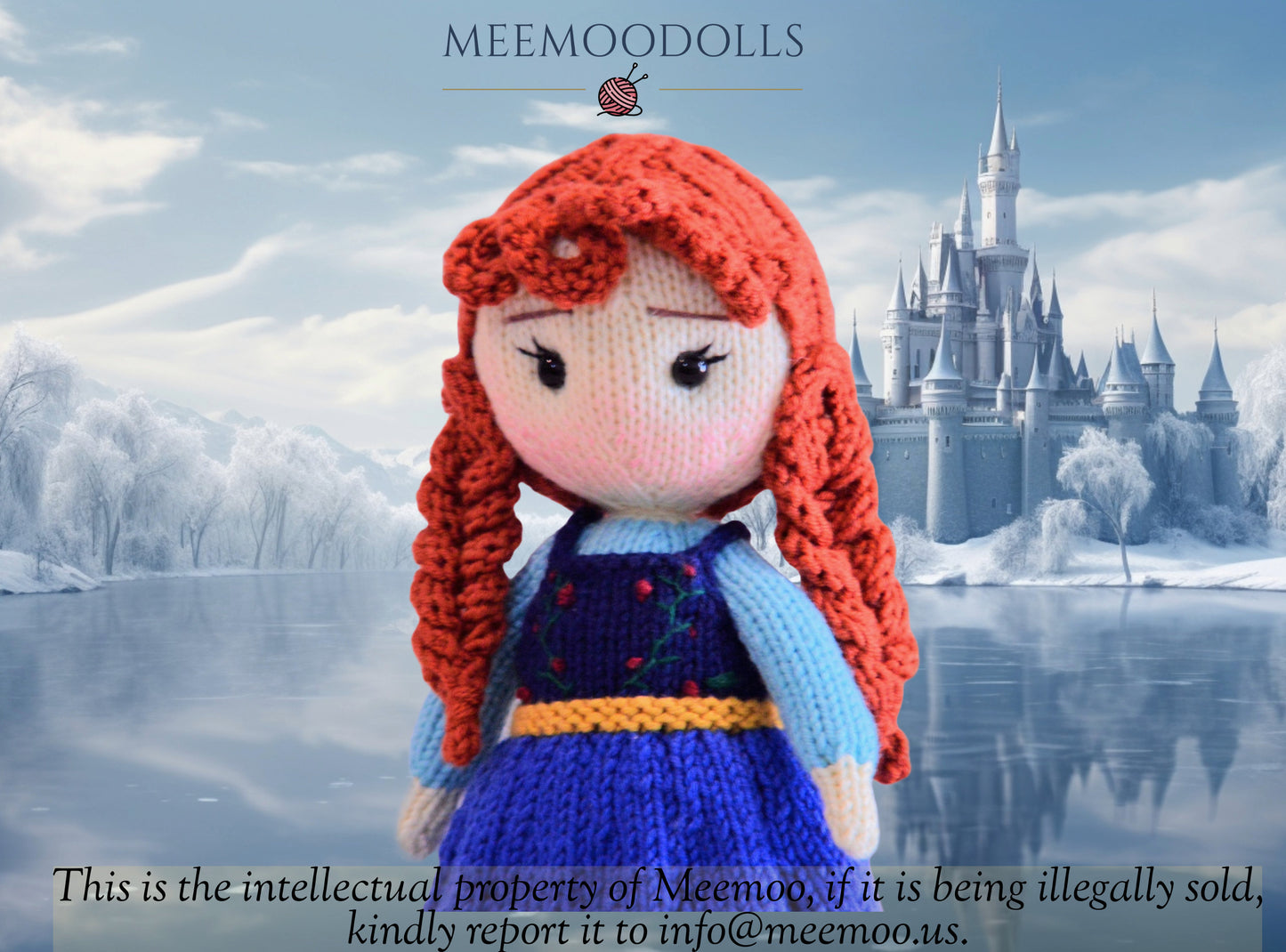 Knit Gerda in Snow Queen. Hans Christian Andersen Fairy Tales. Knitted toy patterns. Meemoodolls