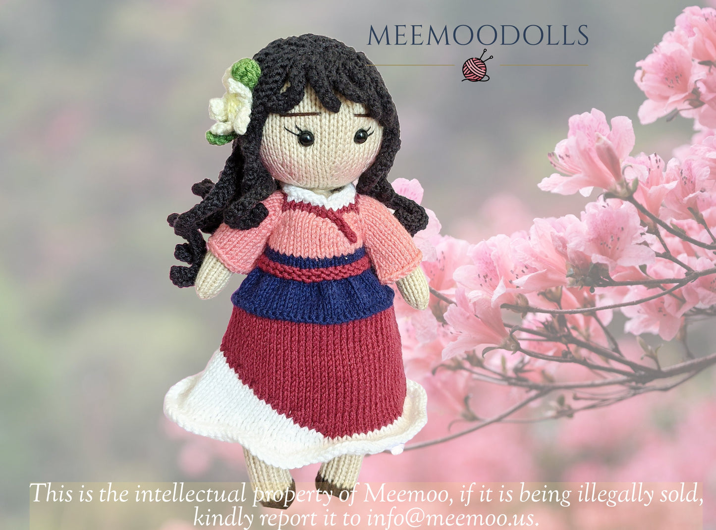 Chinese Warrior Princess. Knitting pattern. knitted toy patterns. Meemoodolls