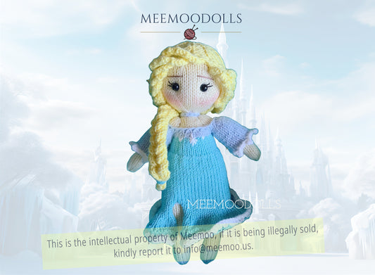 Knit Snow Queen Doll. Knitted toy patterns. Meemoodolls