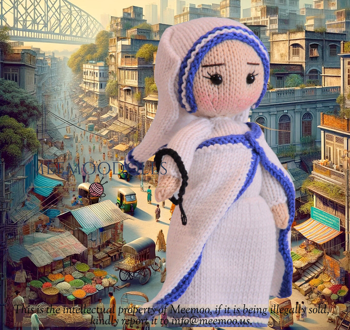 Mother Teresa Doll. Peace maker icon. Knitting Doll Pattern. Meemoodolls