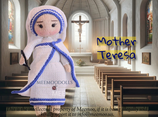Mother Teresa Doll. Peace maker icon. Knitting Doll Pattern. Meemoodolls