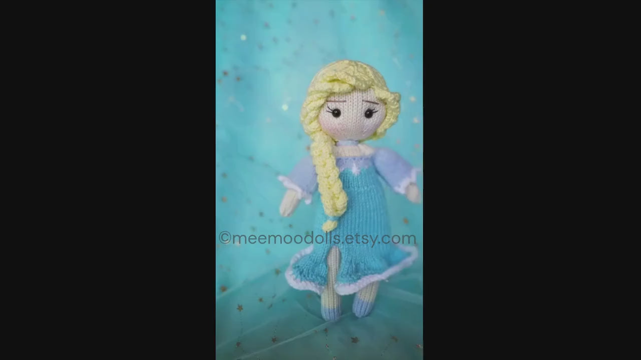 Knitting Pattern: Crystal Regalia Knit Doll - The Ice Queen by Meemoo Dolls