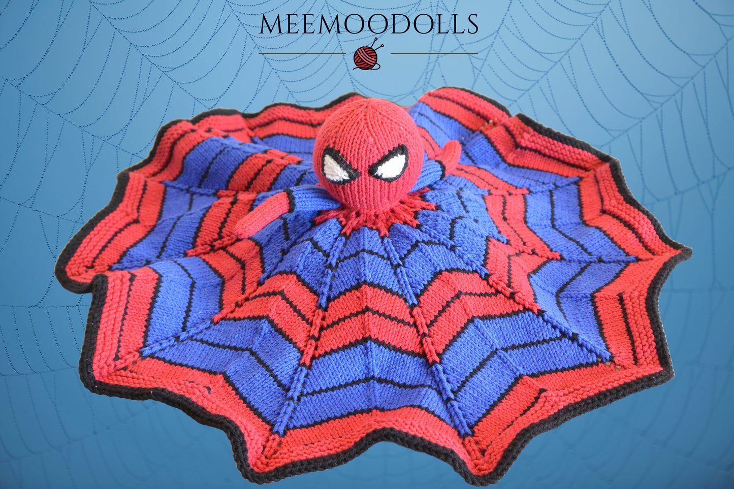 RED Security Blanket for Baby BOY. Knitting doll pattern. Meemoodolls.