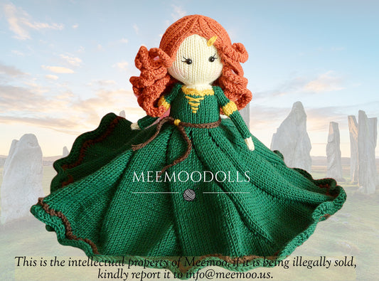 Knit Red Hair Princess. Knitted baby Blanket. Knitted toy Patterns. Meemoodolls.
