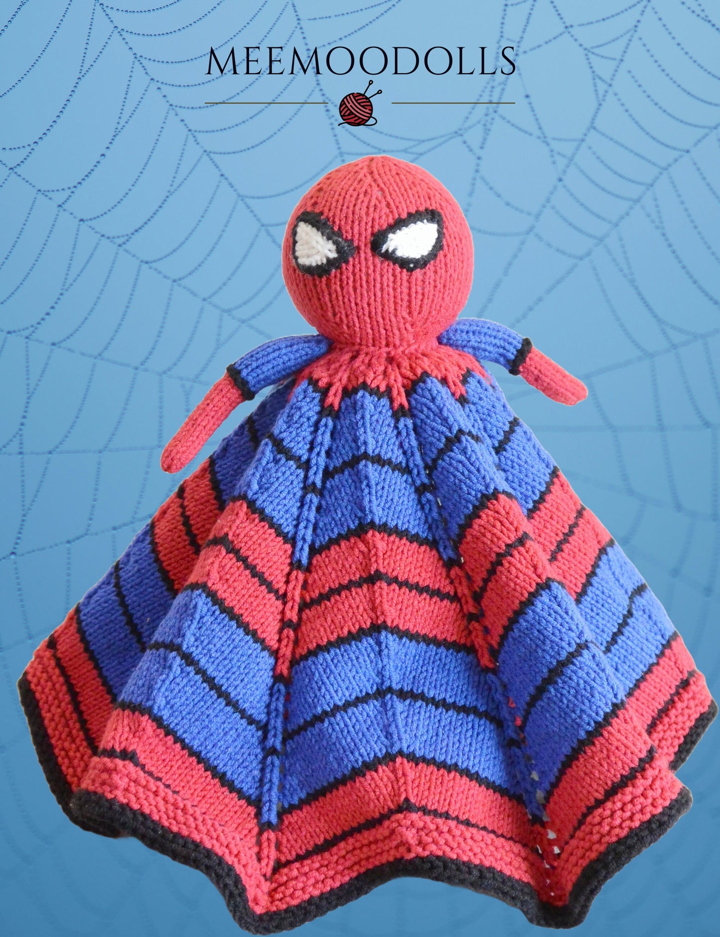 RED Security Blanket for Baby BOY. Knitting doll pattern. Meemoodolls.