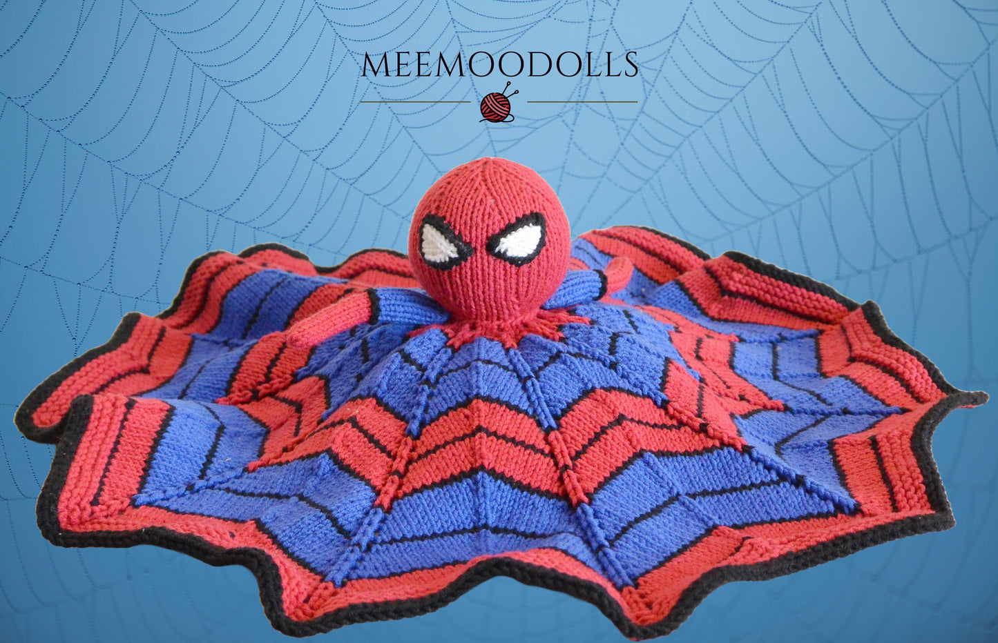 RED Security Blanket for Baby BOY. Knitting doll pattern. Meemoodolls.