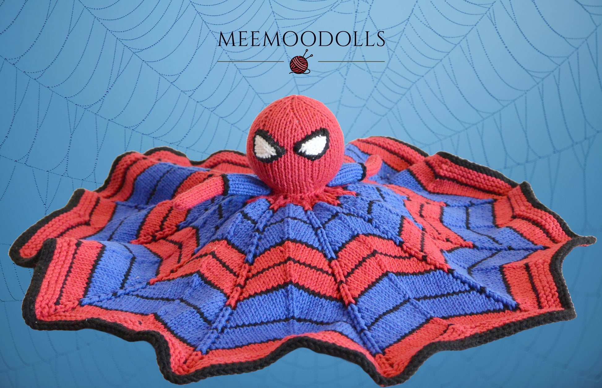 RED Security Blanket for Baby BOY. Knitting doll pattern. Meemoodolls.