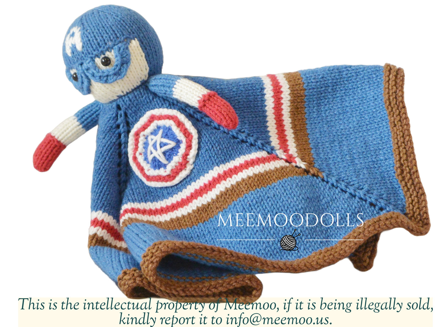 Meemoodolls. BLUE Security Blanket. Knitting Doll Pattern.