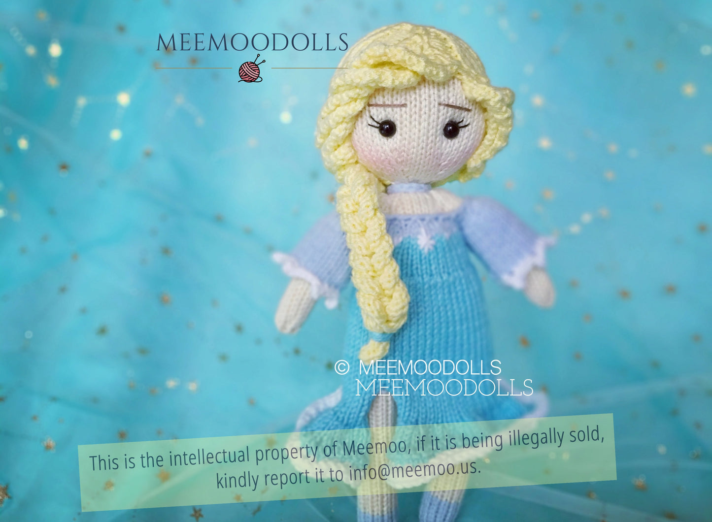 Knit Snow Queen Doll. Knitted toy patterns. Meemoodolls